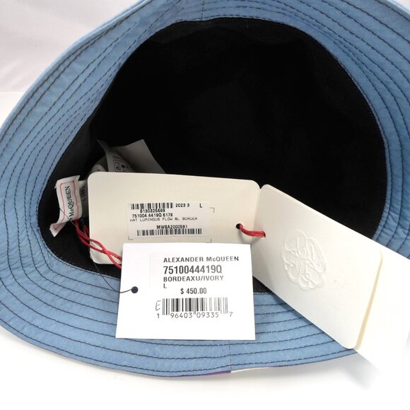 NWT$450 Alexander McQueen Embroidered Logo Abstract Luminous Flower Bucket Hat L - Picture 10 of 15